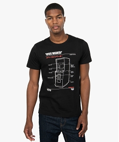 GEMO Tee-shirt homme avec motif de l’espace sur l’avant – Space Invaders Noir