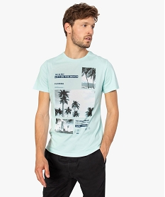 GEMO Tee-shirt homme à manches courtes imprimé Floride Bleu