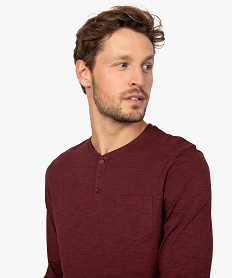 tee-shirt homme a manches longues et col tunisien rouge tee-shirtsA988501_2