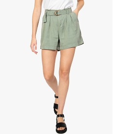 short femme en lyocell coupe ample avec ceinture vert shortsA989401_1