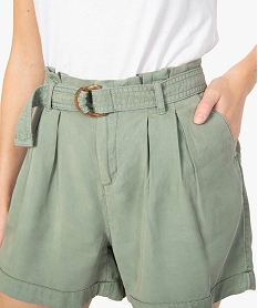 short femme en lyocell coupe ample avec ceinture vert shortsA989401_2