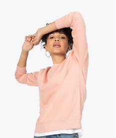 GEMO Sweat femme uni en maille légère Rose