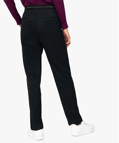pantalon femme en toile avec ceinture elastiquee sur l’arriere noirA997101_3