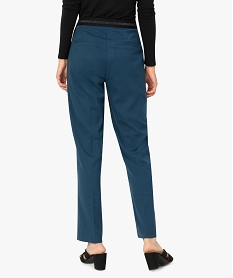 pantalon femme en toile avec ceinture elastiquee sur l’arriere bleuA997201_3