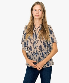 blouse femme a basque et manches courtes imprime blousesB004501_1