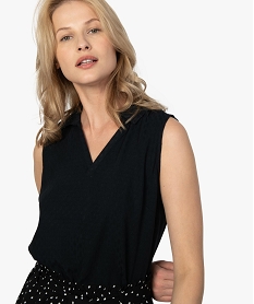 GEMO Blouse femme sans manches unie Noir