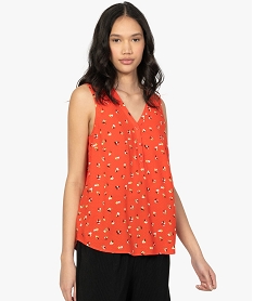 GEMO Blouse femme sans manches à motifs fleuris et dentelle Imprimé