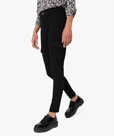 pantalon femme en maille milano a poches laterales noirB011701_1