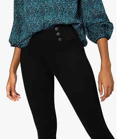 pantalon femme en maille milano a faux boutons noir pantalonsB011901_2