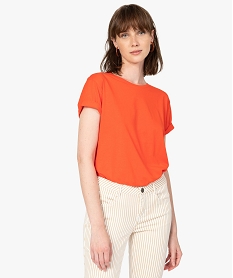 GEMO Tee-shirt femme à manches courtes avec dos plus long Rouge