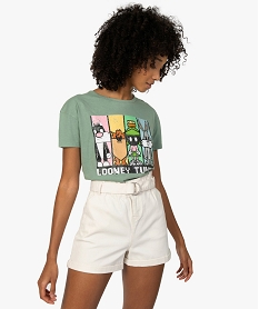 GEMO Tee-shirt femme à manches courtes imprimé - Looney Tunes Vert