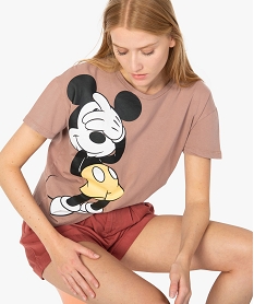 GEMO Tee-shirt femme à manches courtes avec motif Mickey - Disney Rose