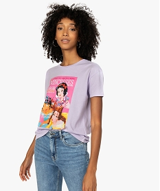 GEMO Tee-shirt femme manches courtes imprimé - Princesses Disney Violet