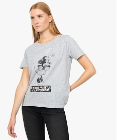 GEMO Tee-shirt femme imprimé fantaisie Minnie - Disney Gris