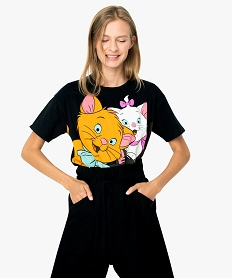 GEMO Tee-shirt femme coupe ample - Disney Animals Les Aristochats Noir