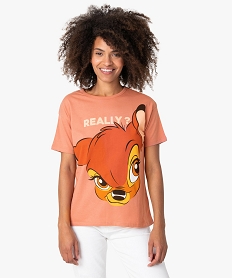 GEMO Tee-shirt femme coupe ample - Disney Animals Bambi Rose