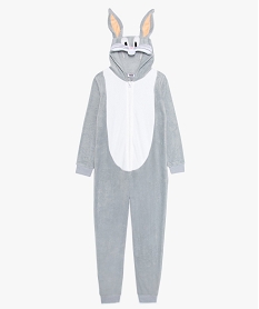 GEMO Combinaison pyjama garçon en maille peluche - Bugs Bunny Gris