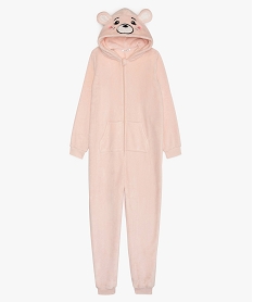 GEMO Combinaison pyjama fille en matière peluche et tête danimal Rose