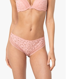 GEMO Culotte femme en dentelle ajourée Rose