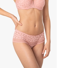 GEMO Shorty femme en dentelle Rose