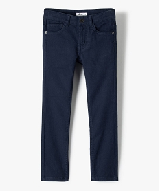pantalon garcon uni coupe slim extensible bleu pantalonsB134901_1