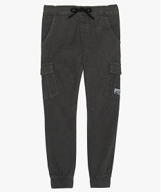 GEMO Pantalon garçon coupe cargo avec poches latérales Gris