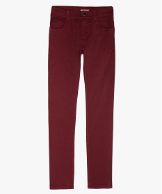 GEMO Pantalon garçon style jean slim 5 poches Rouge