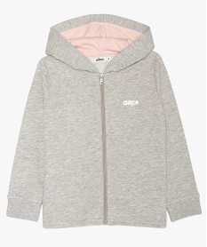 GEMO Sweat fille zippé à capuche coupe droite et détails brillant chiné Gris