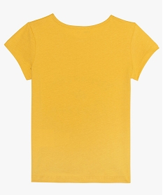 tee-shirt fille a manches courtes et imprime licornes a paillettes jauneB175401_2