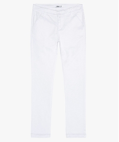 GEMO Pantalon garçon coupe chino avec revers cousus Blanc