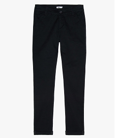 GEMO Pantalon garçon coupe chino avec revers cousus Noir