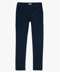 GEMO Pantalon garçon coupe chino avec revers cousus Bleu