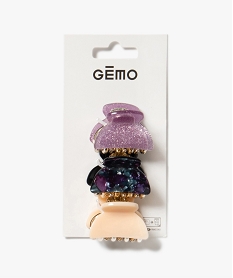 GEMO Pinces crabes pour cheveux fille à paillettes (lot de 3) Rose