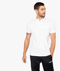 polo homme a manches courtes a col rond blanc polosB329701_1