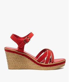 sandales femme a talon compense et details metallises rouge standard sandales a talonB421001_1