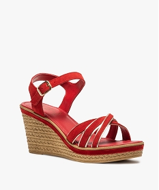 sandales femme a talon compense et details metallises rouge standard sandales a talonB421001_2