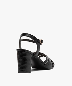 sandales femme unies a talon carre et fines brides dessus imitation croco noir standardB422801_4