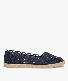 GEMO Ballerines femme style espadrilles dessus macramé Bleu