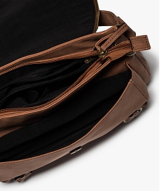 sac femme forme besace avec rabat ajoure brun sacs bandouliereB468001_3