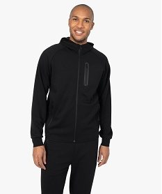 GEMO Sweat homme zippé à capuche et poches zippées Noir