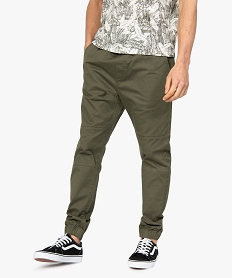 pantalon homme en toile avec taille et bas elastique vert pantalons de costumeB479901_2