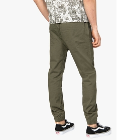 pantalon homme en toile avec taille et bas elastique vert pantalons de costumeB479901_4