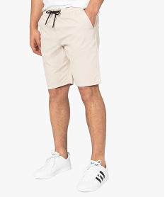 GEMO Bermuda homme en toile à taille élastiquée Beige