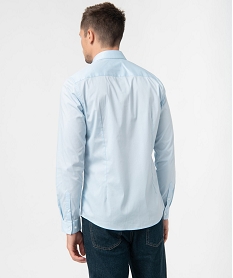 chemise unie coupe slim en coton stretch homme bleu chemise manches longuesB485701_3
