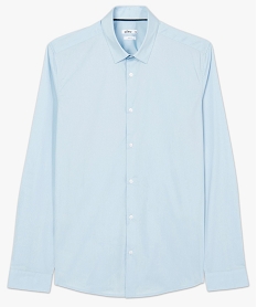 chemise unie coupe slim en coton stretch homme bleu chemise manches longuesB485701_4