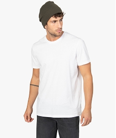 GEMO Tee-shirt homme à manches courtes et col rond Blanc