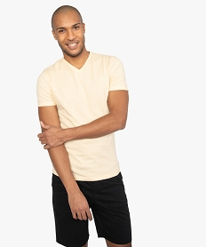 tee-shirt homme a manches courtes et col v coupe slim jaune tee-shirtsB496001_1