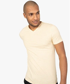 tee-shirt homme a manches courtes et col v coupe slim jaune tee-shirtsB496001_2