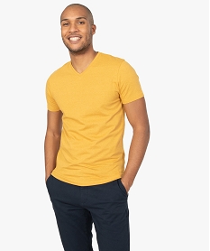 GEMO Tee-shirt homme à manches courtes et col V coupe slim Orange