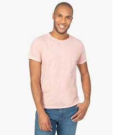 GEMO Tee-shirt homme à manches courtes avec finitions roulottées Rose